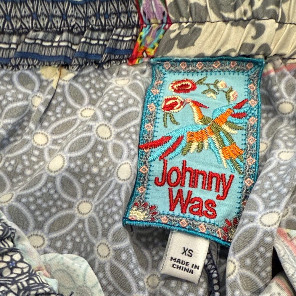 Johnny Was Blue and Red Patterned Pants